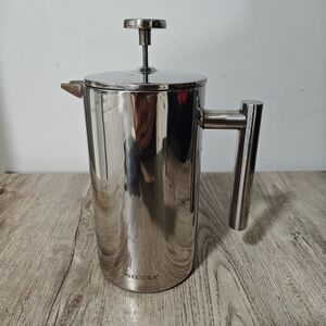 Silver French Press Coffee Maker